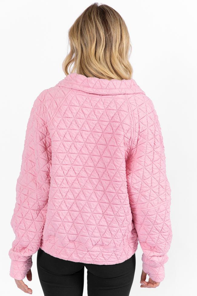 Love Is Everything Pink Quilted Quarter Zip Pullover SALE Product Image