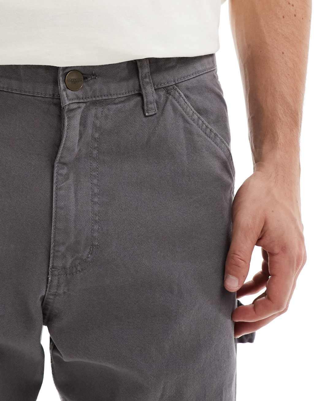 Jack & Jones eddie carpenter pants in washed gray  Product Image