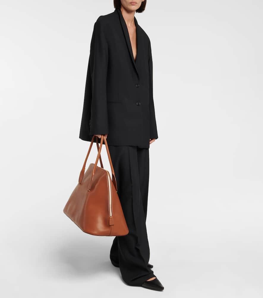 THE ROW Devon Leather Tote In Brown Product Image