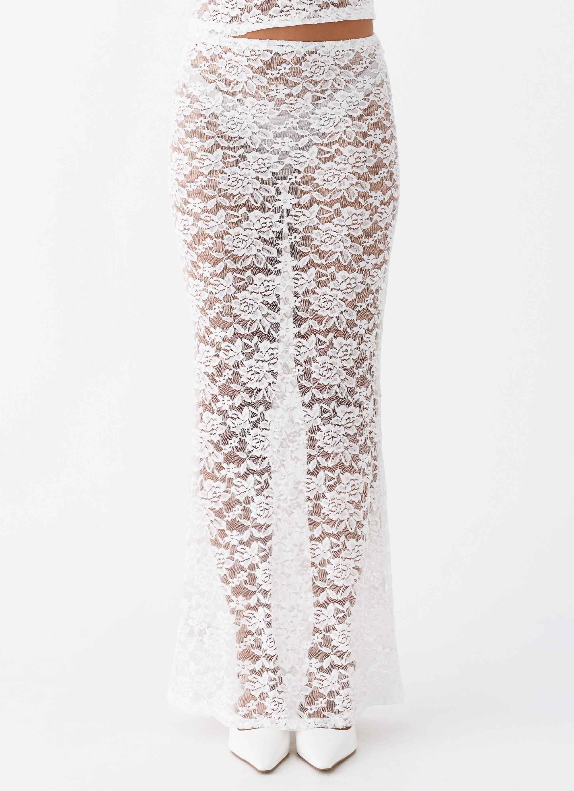 Zephyra Lace Maxi Skirt - White Product Image