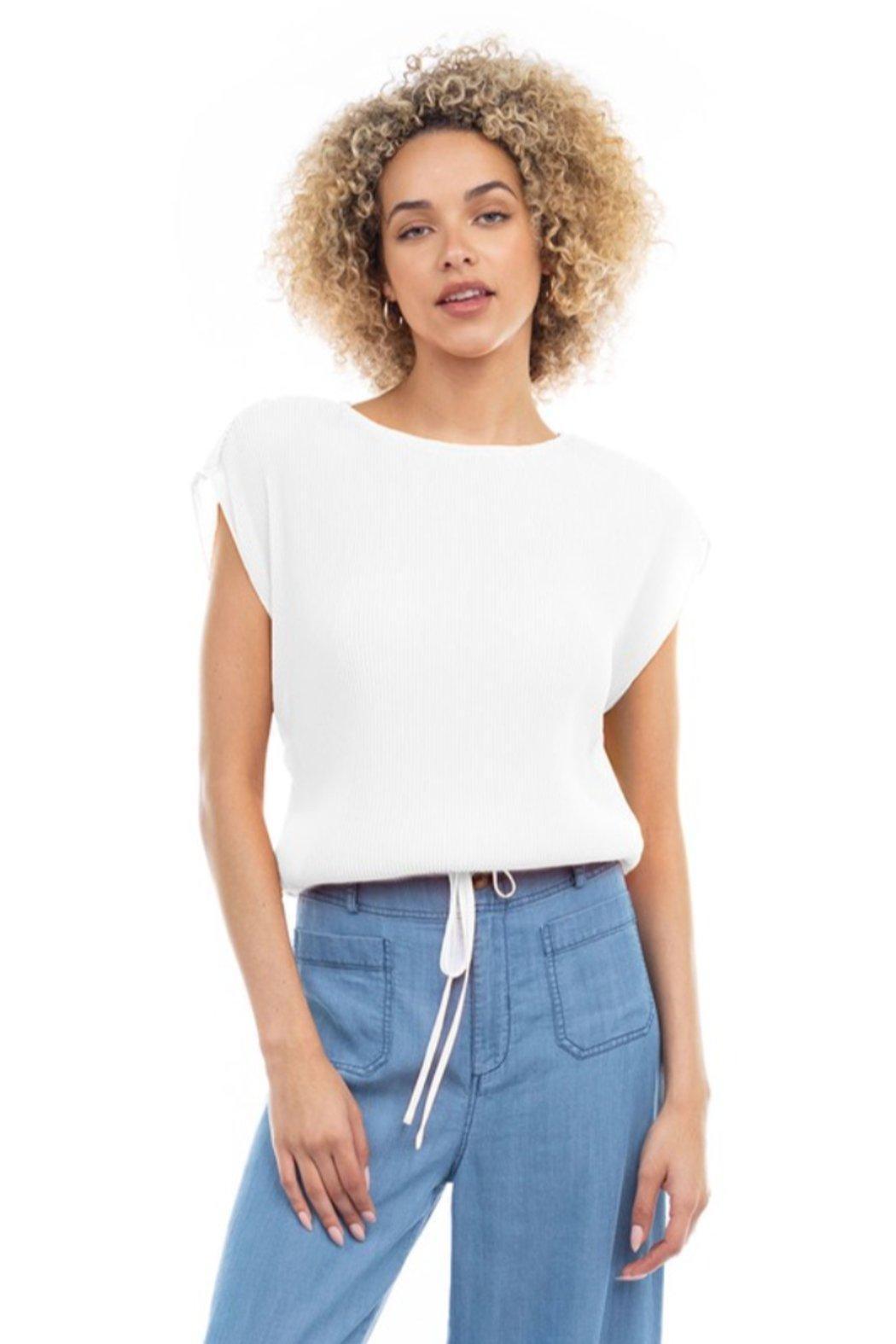 Elastic Waist Cap Sleeve Top Product Image