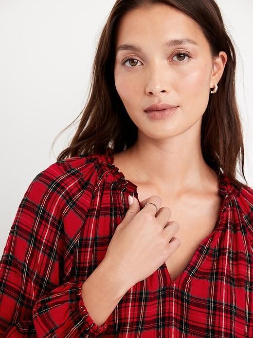 Ruffled Split-Neck Top Product Image