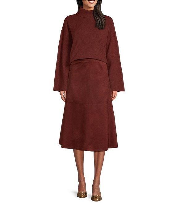 Preston & York Bethany Wool Blend Turtleneck Long Bell Sleeve Coordinating Sweater Product Image