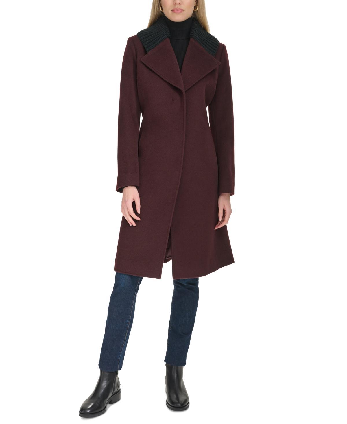 Cole Haan Womens Shawl Collar Wool-Blend Coat Product Image