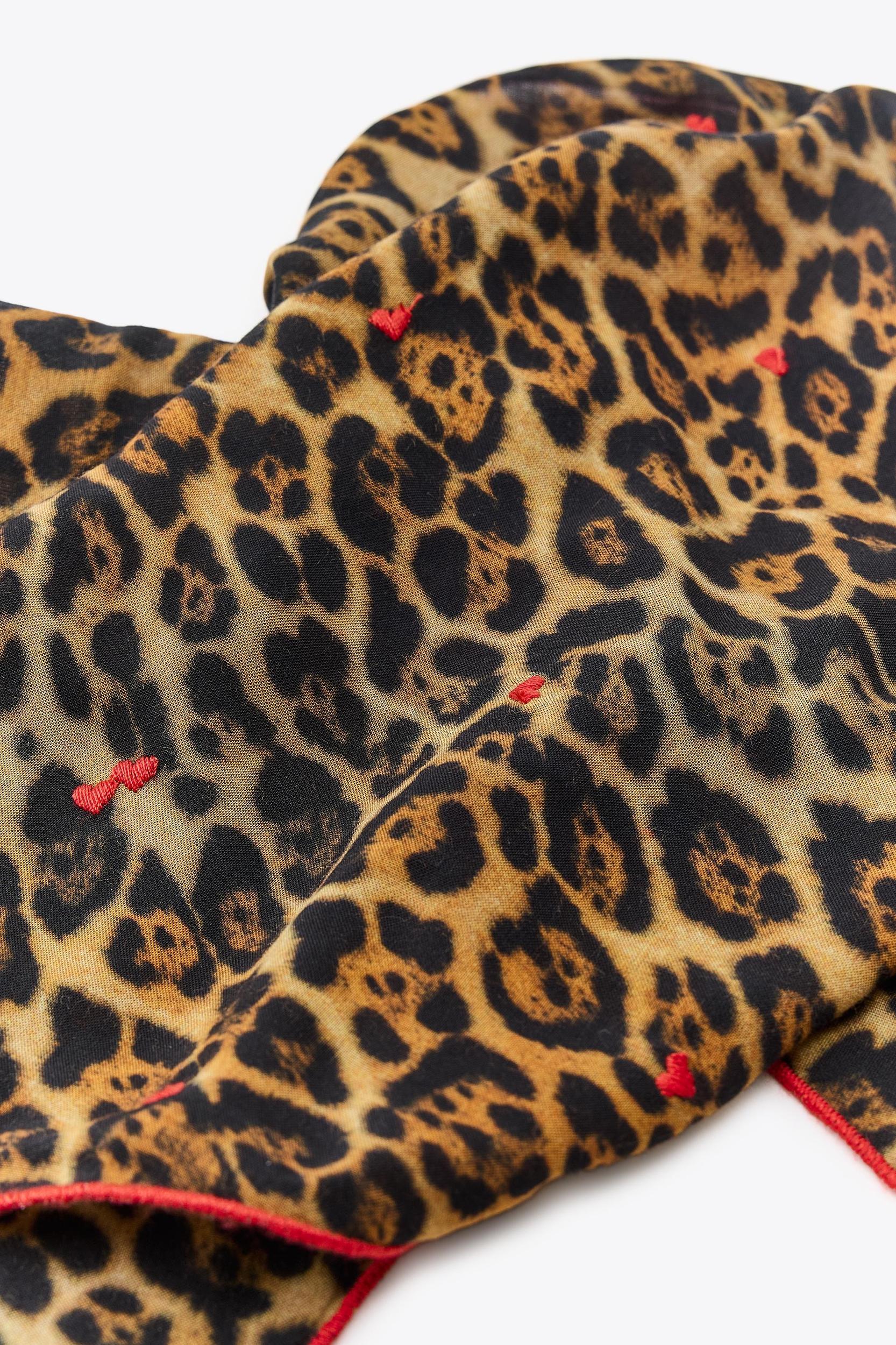 ANIMAL PRINT BANDANA WITH HEART EMBROIDERY Product Image
