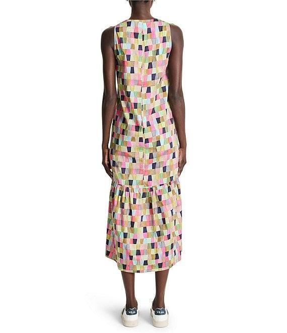 NIC + ZOE Colorfield Print Split V-Neck Sleeveless Ruffle Midi Dress Product Image