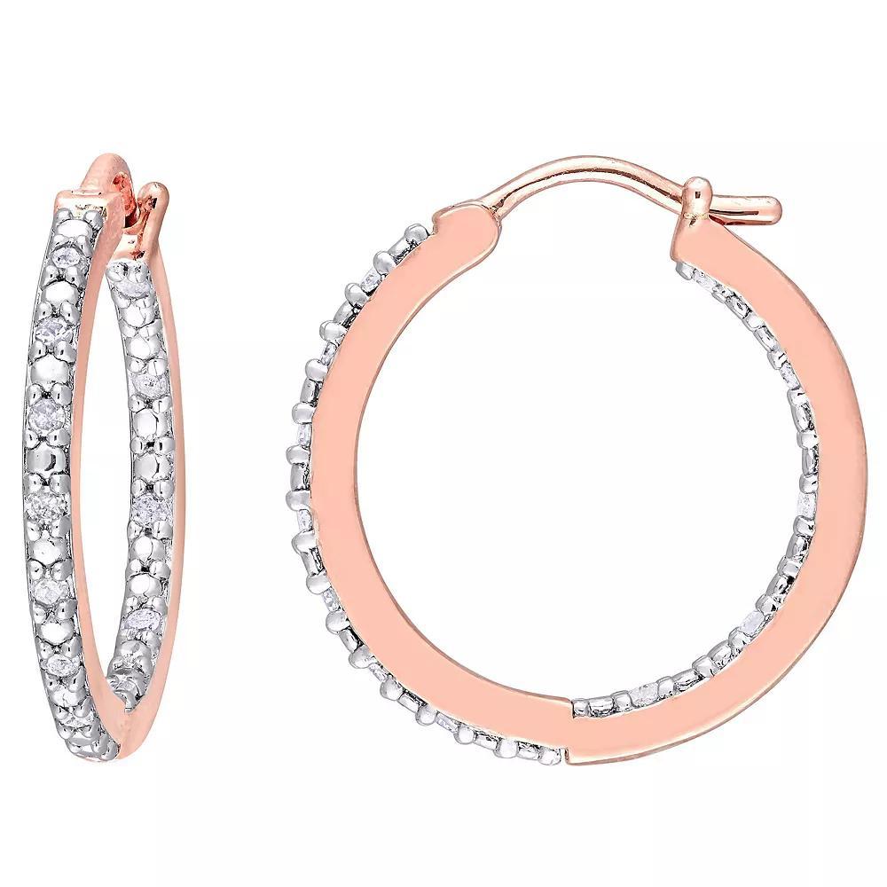 Stella Grace 18k Rose Gold Over Silver 1/4 Carat T.W. Diamond Inside-Out Hoop Earrings, Women's, Rose Gold Tone Product Image