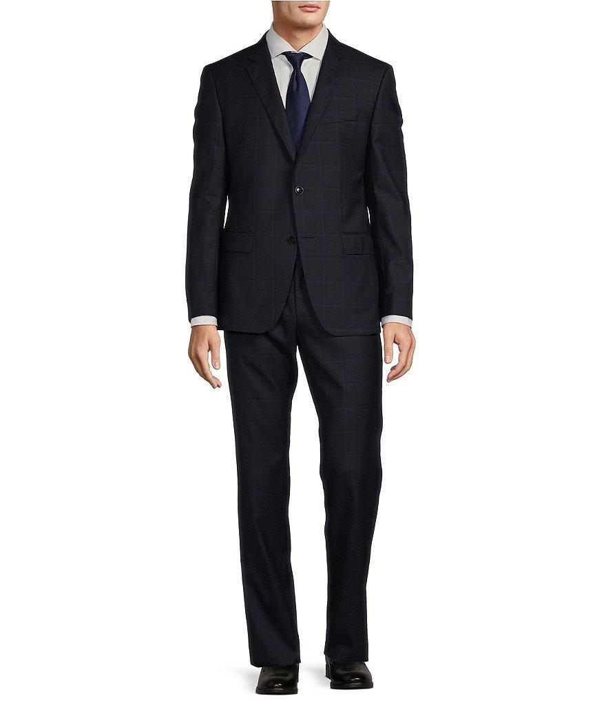 Hugo Boss Slim Fit Flat Front Plain Check Pattern 2-Piece Suit Product Image