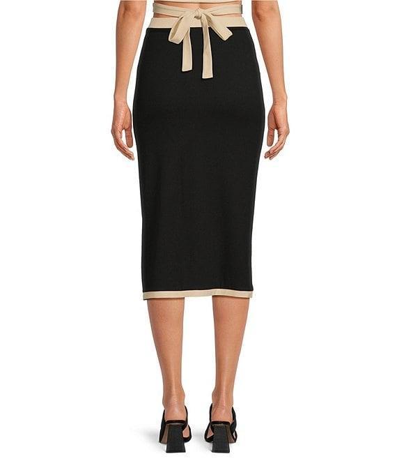 Gianni Bini Dena Ribbed Knit Coordinating Front Midi Wrap Skirt Product Image