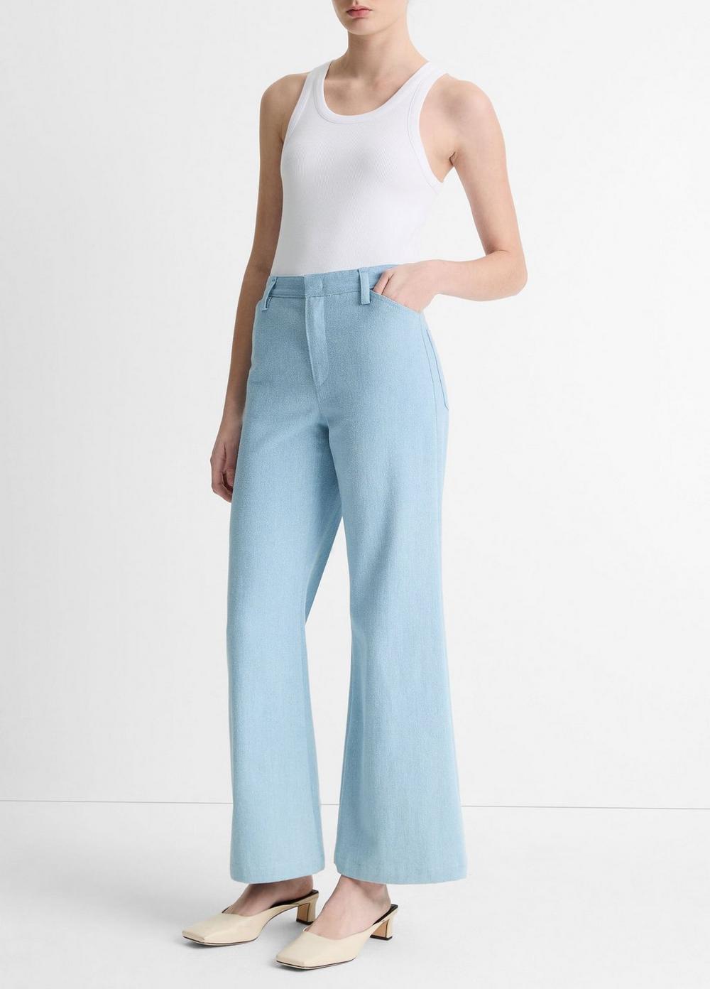 Italian Cotton Twill Cropped Flare Pant Product Image