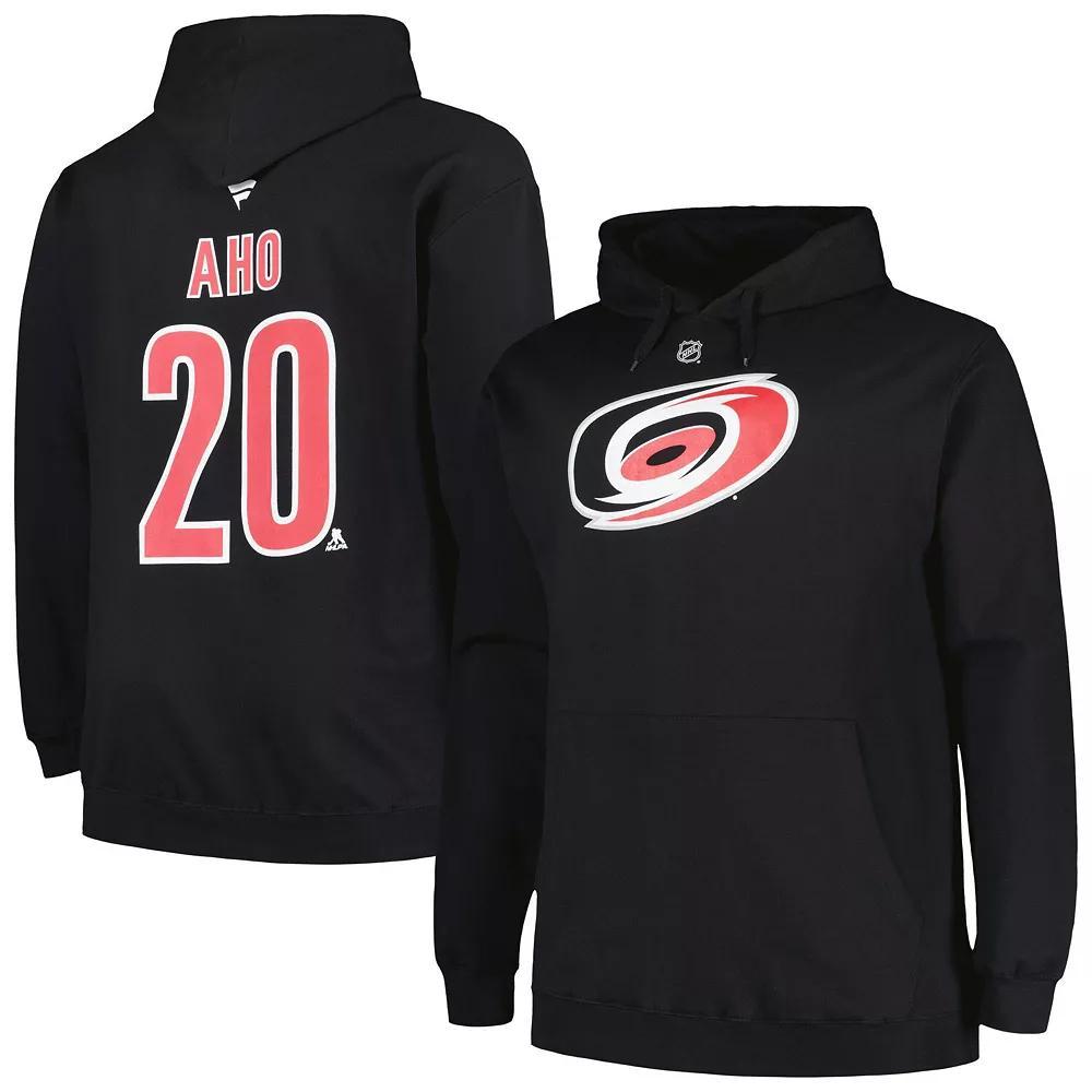 Men's Profile Sebastian Aho Black Carolina Hurricanes Big & Tall Name & Number Pullover Hoodie,  Product Image