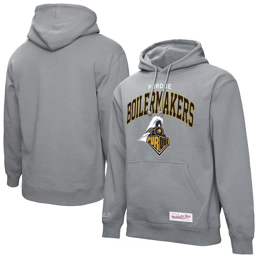Men's Mitchell & Ness Heather Gray Wisconsin Badgers Classic Arch Pullover Hoodie,  Product Image