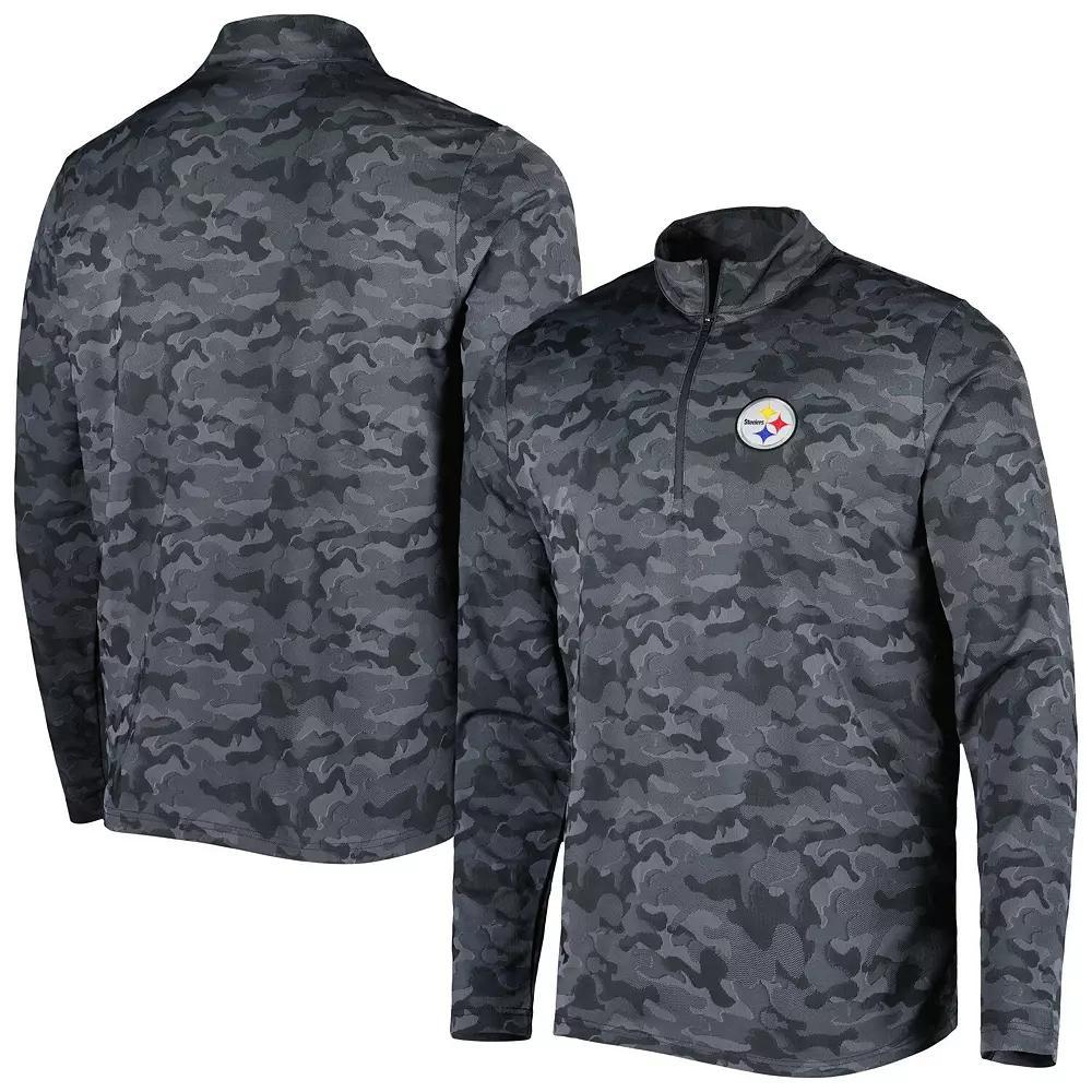 Men's Antigua Black Pittsburgh Steelers Brigade Quarter-Zip Sweatshirt,  Product Image