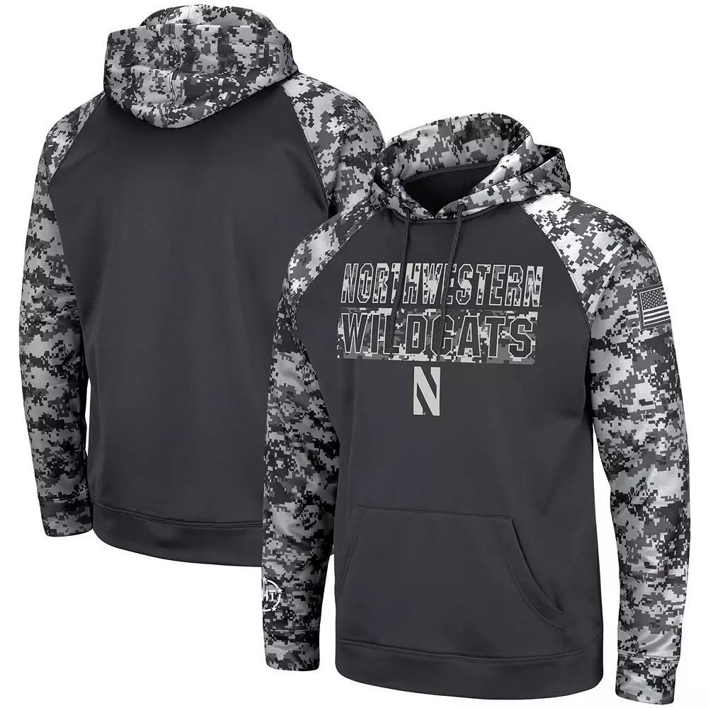 Men's Colosseum Charcoal Northwestern Wildcats OHT Military Appreciation Digital Camo Pullover Hoodie, Size: Medium Product Image