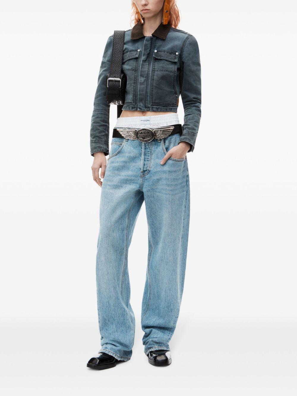 layered wide-leg jeans Product Image