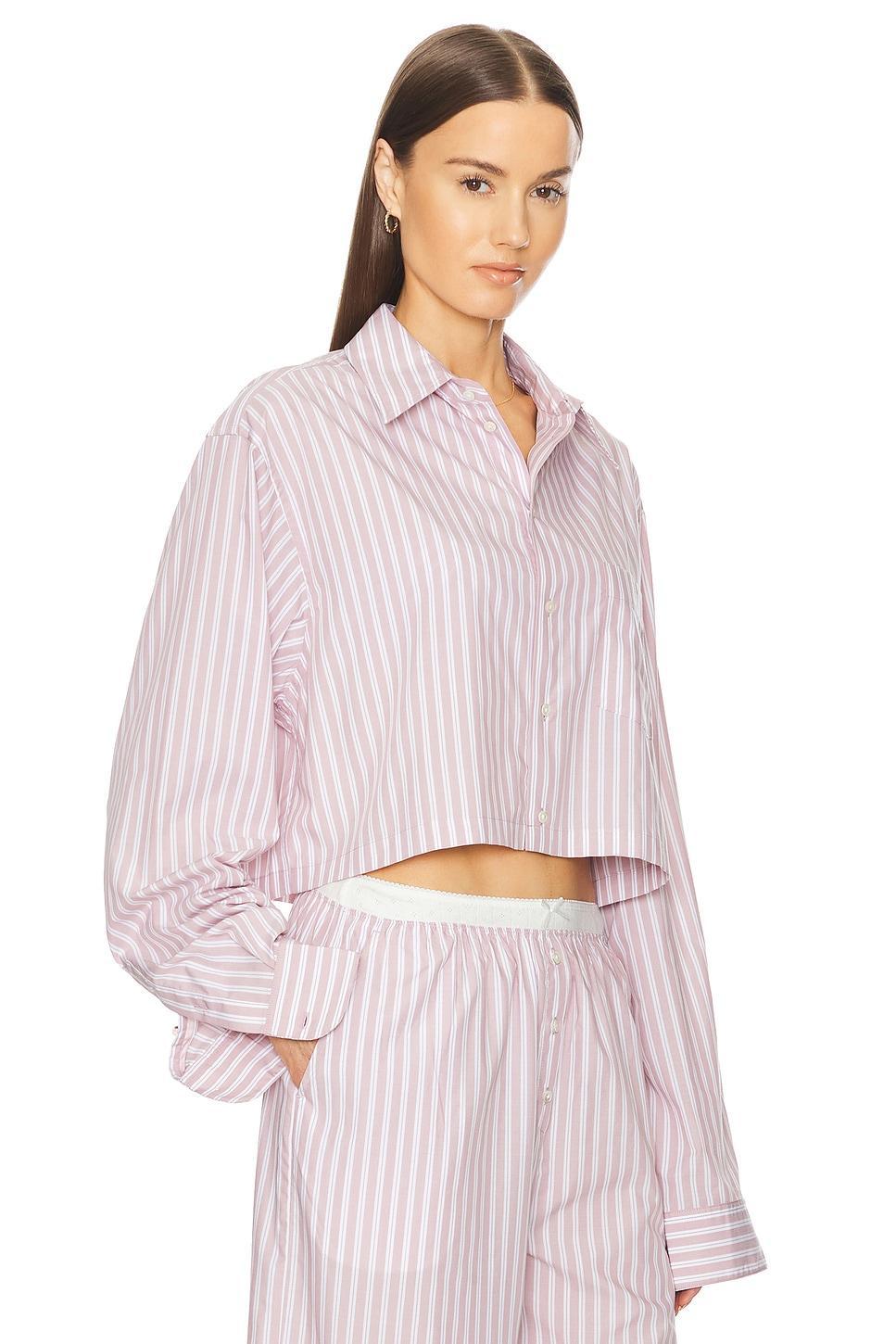 Wide Stripe Poplin Cropped Shirt Helsa Product Image