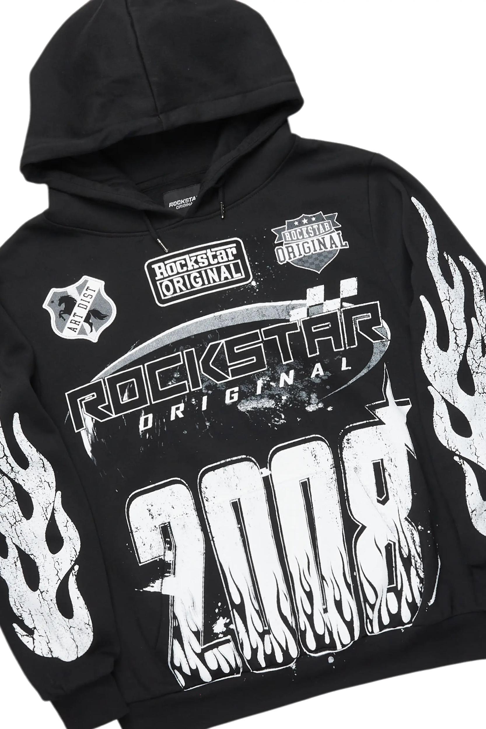 Amos Black Hoodie/Baggy Track Pant Set Male Product Image