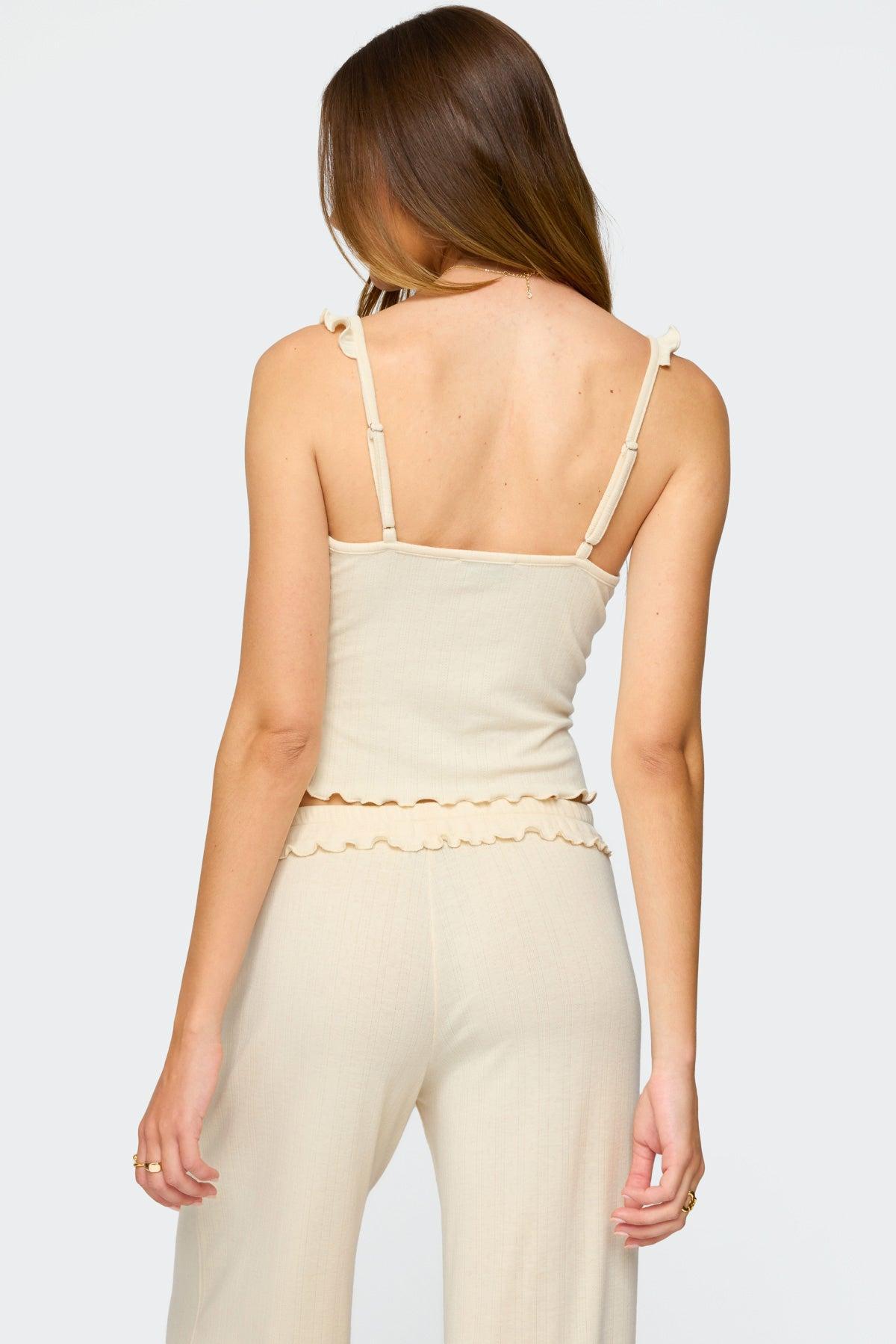 Posy Ruffle Pointelle Tank Top Product Image