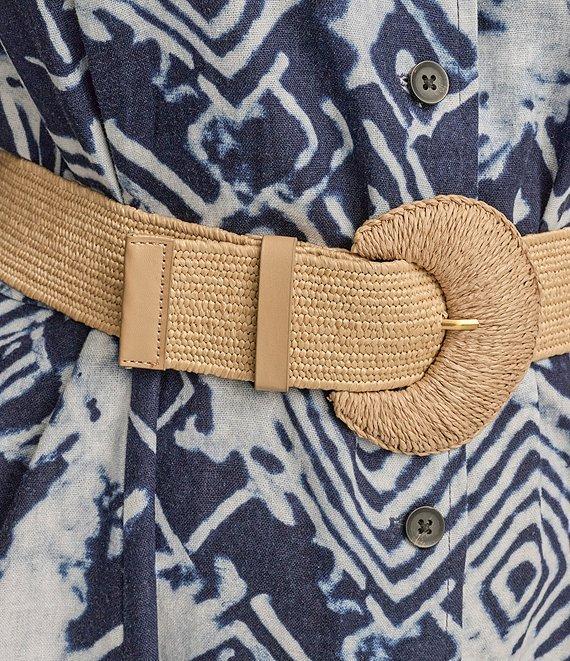 Donna Karan Plus Size Abstract Print Button Front Shirt Dress Product Image