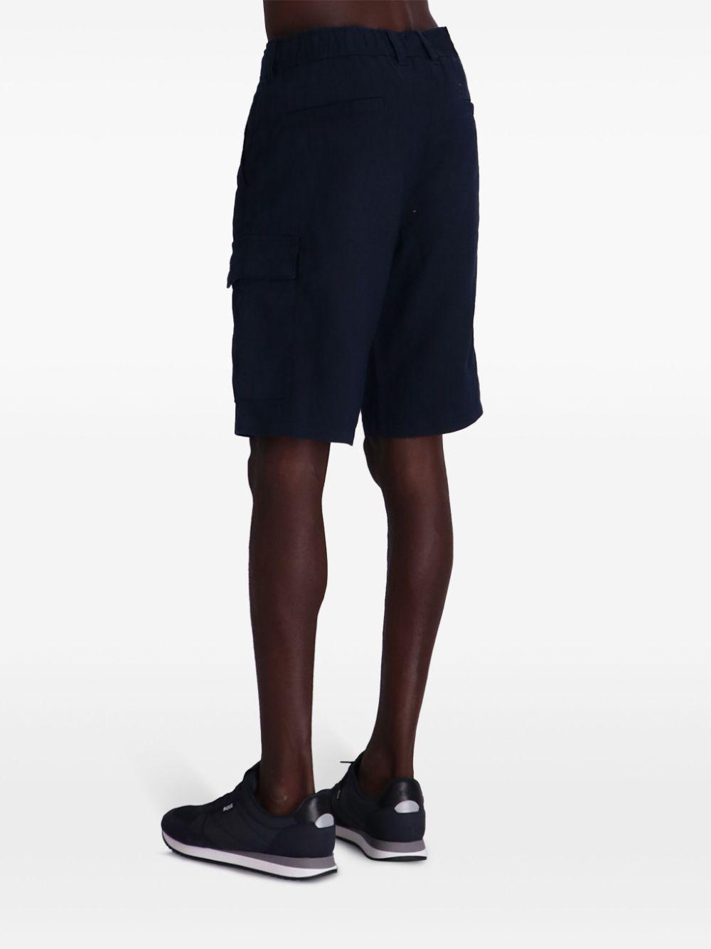 HUGO BOSS Straight-leg Linen Cargo Short In Black Product Image