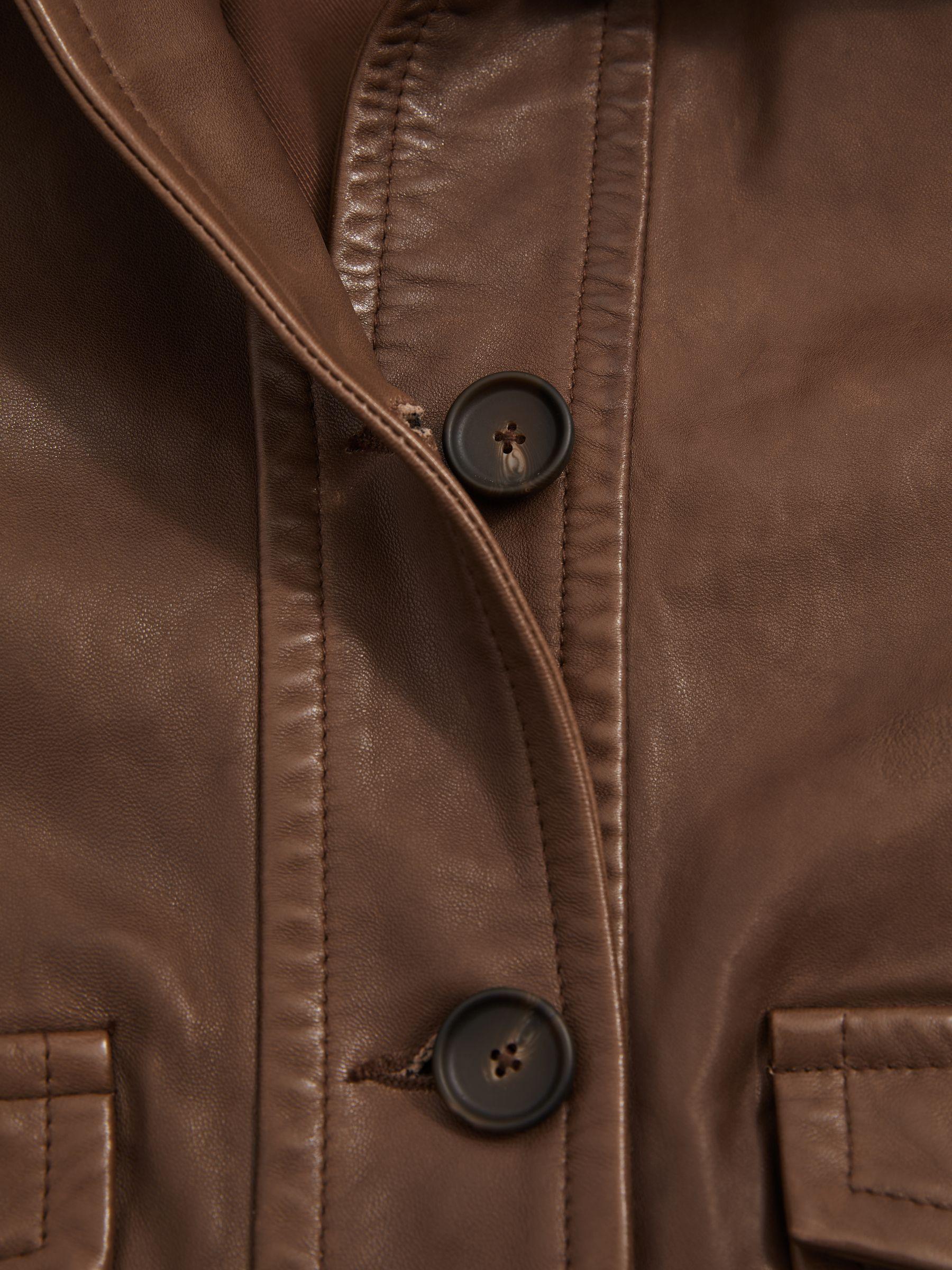 Leather Trucker Jacket in Chocolate Product Image