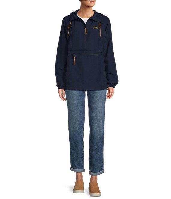 L.L.Bean Mountain Classic Anorak Stand Collar Long Sleeve Kangaroo Pocket Quarter-Zip Pullover Jacket Product Image