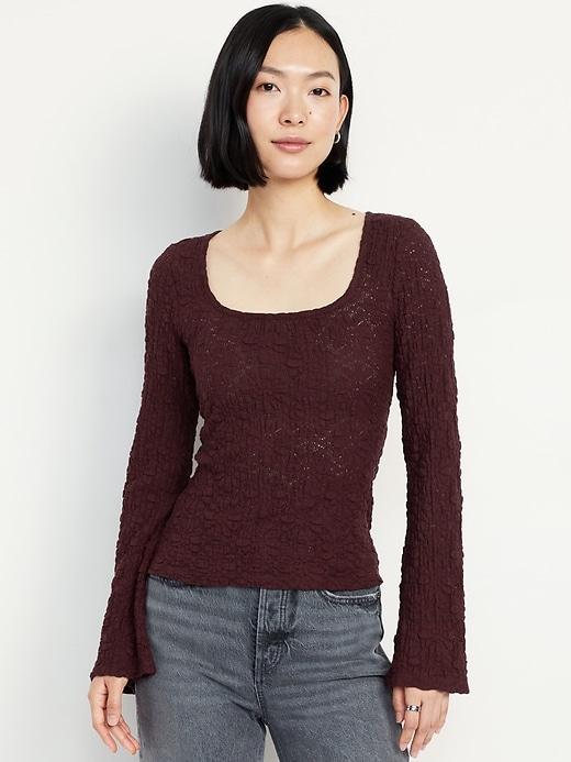 Textured Lace Scoop-Neck Top Product Image