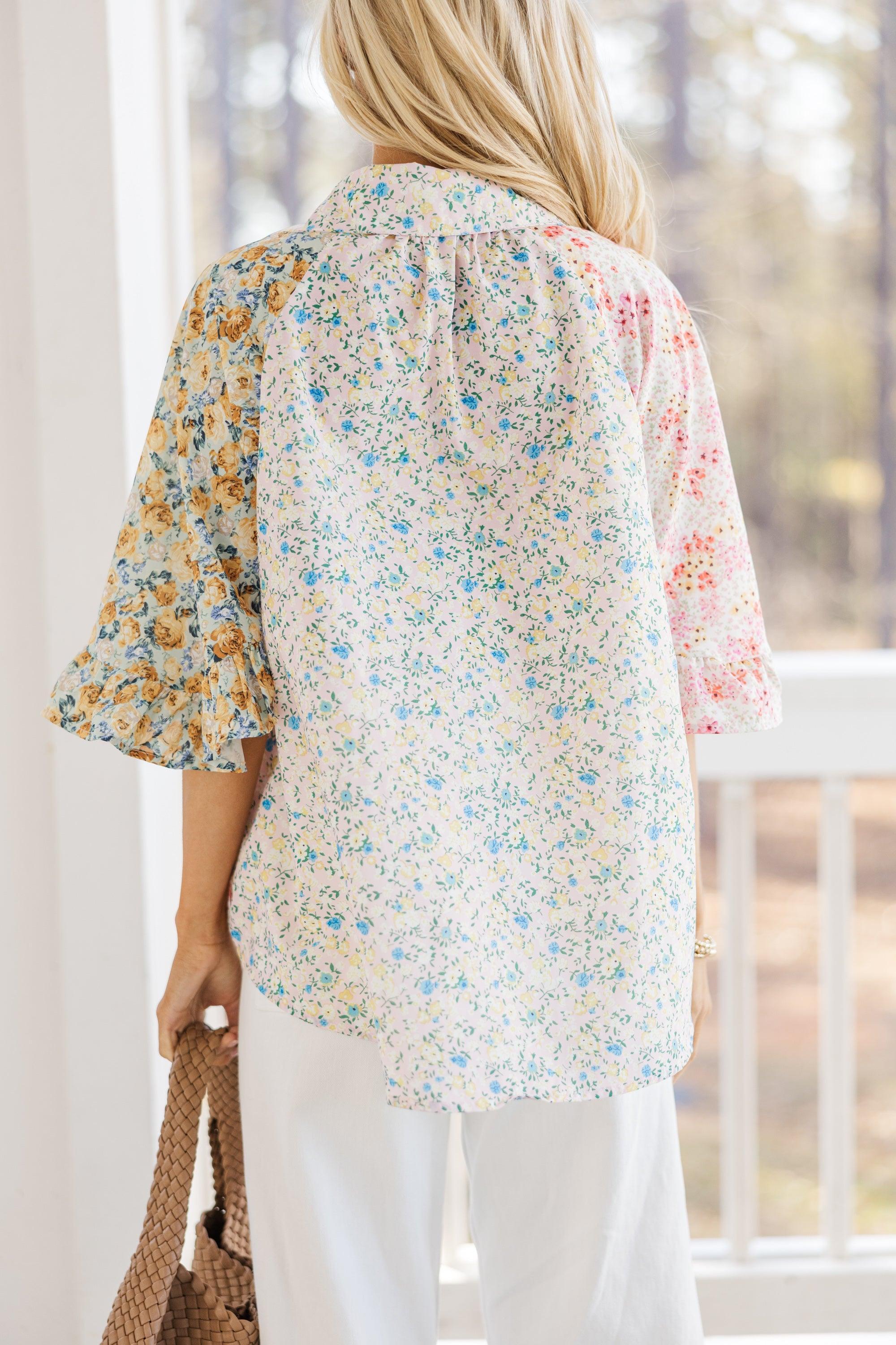 All That You Need Blush Pink Ditsy Floral Tunic Female Product Image