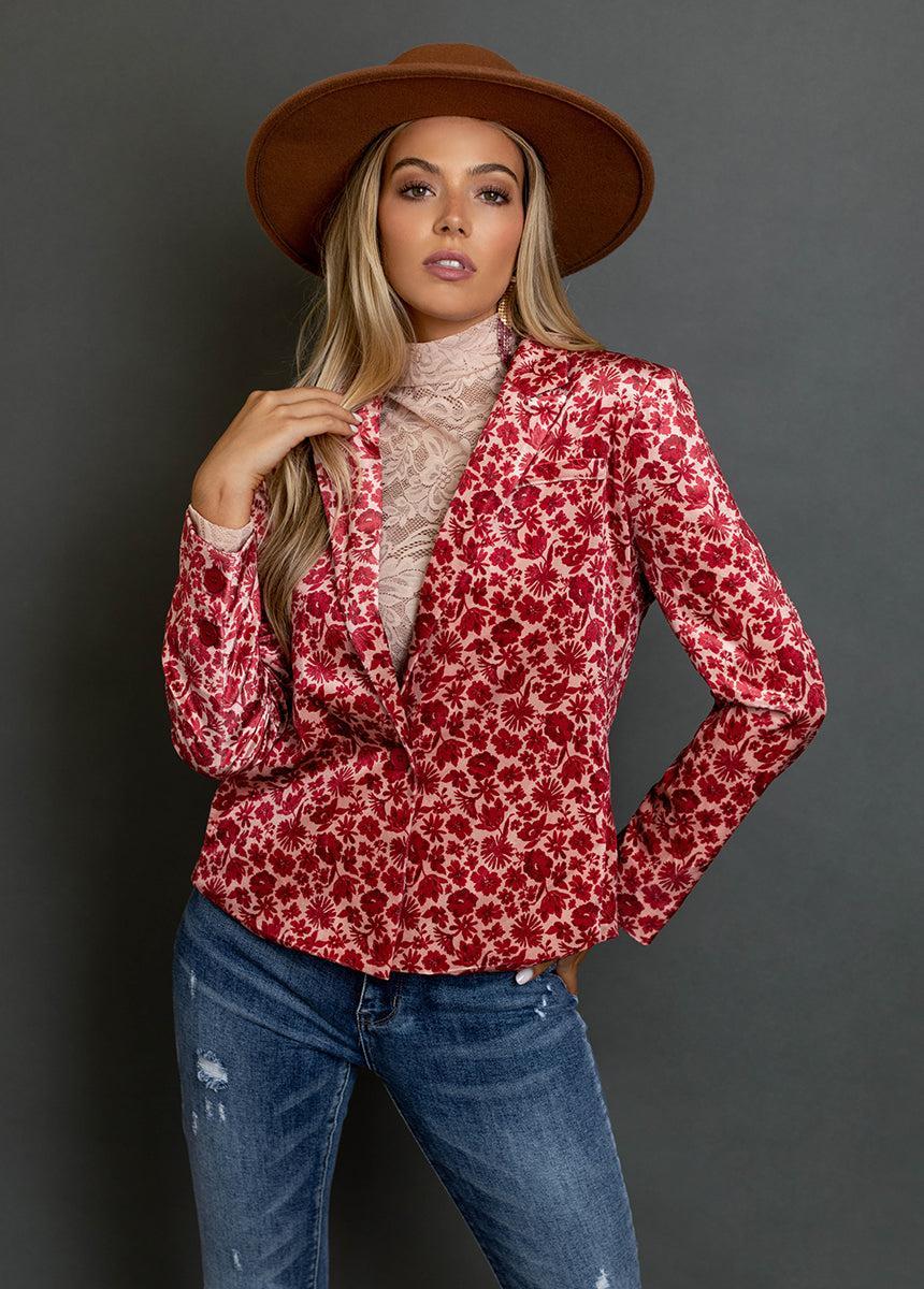 Louve Blazer in Red Floral Female Product Image