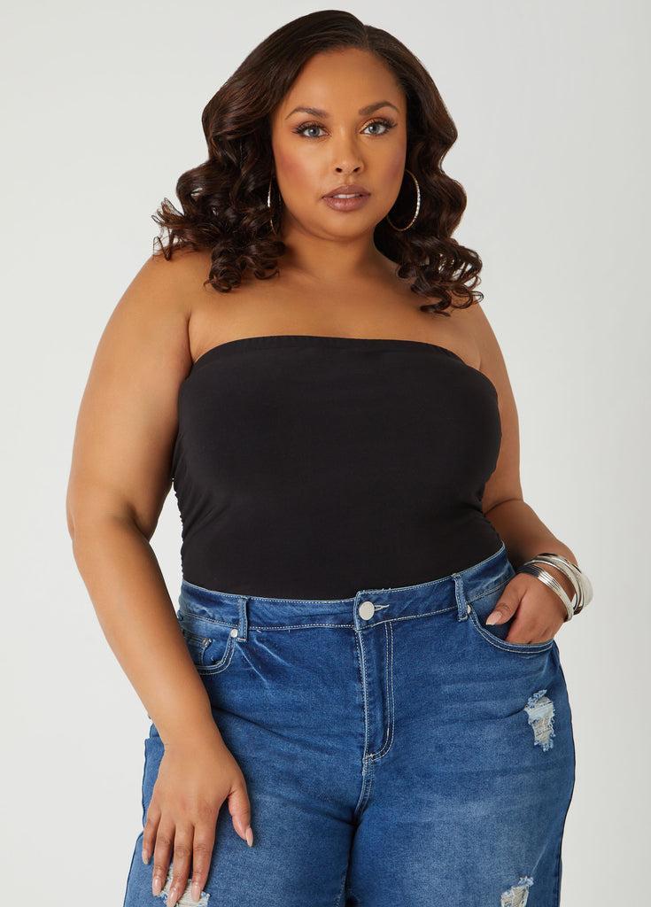 Plus Size Ruched Tube Top Ashley Stewart Product Image