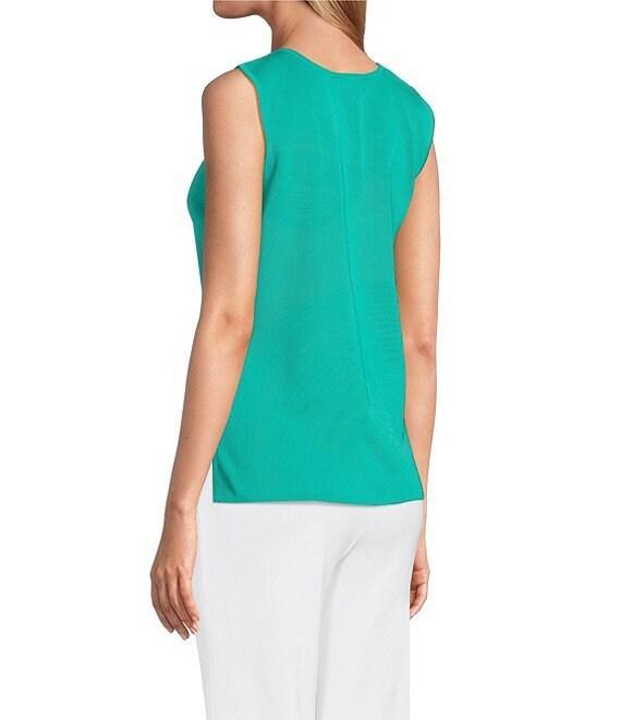 Ming Wang Novelty Woven Square Geo Cutout Spread Collar 3/4 Sleeve Jacket Product Image