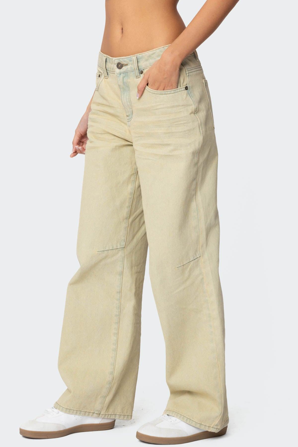 Low Rise Vintage Washed Boyfriend Jeans Product Image