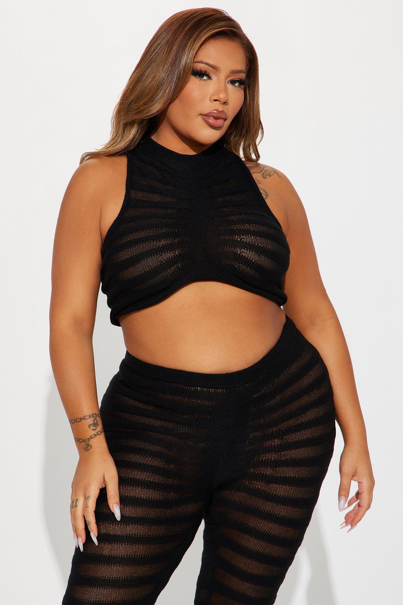 Key West Sheer Pant Set - Black Product Image