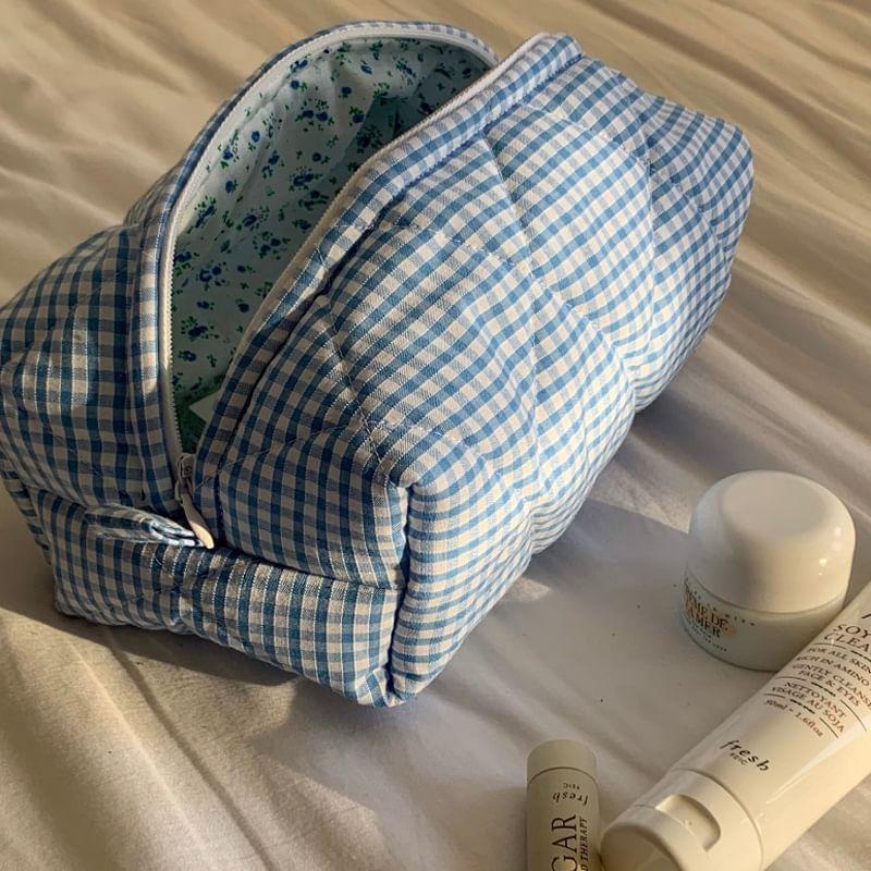 Plaid Fabric Makeup Bag Product Image