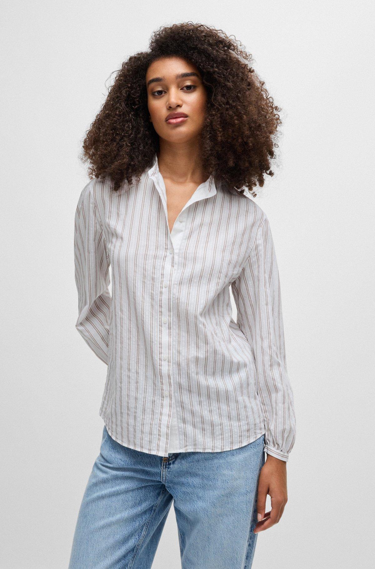 Regular-fit blouse in striped cotton poplin Product Image