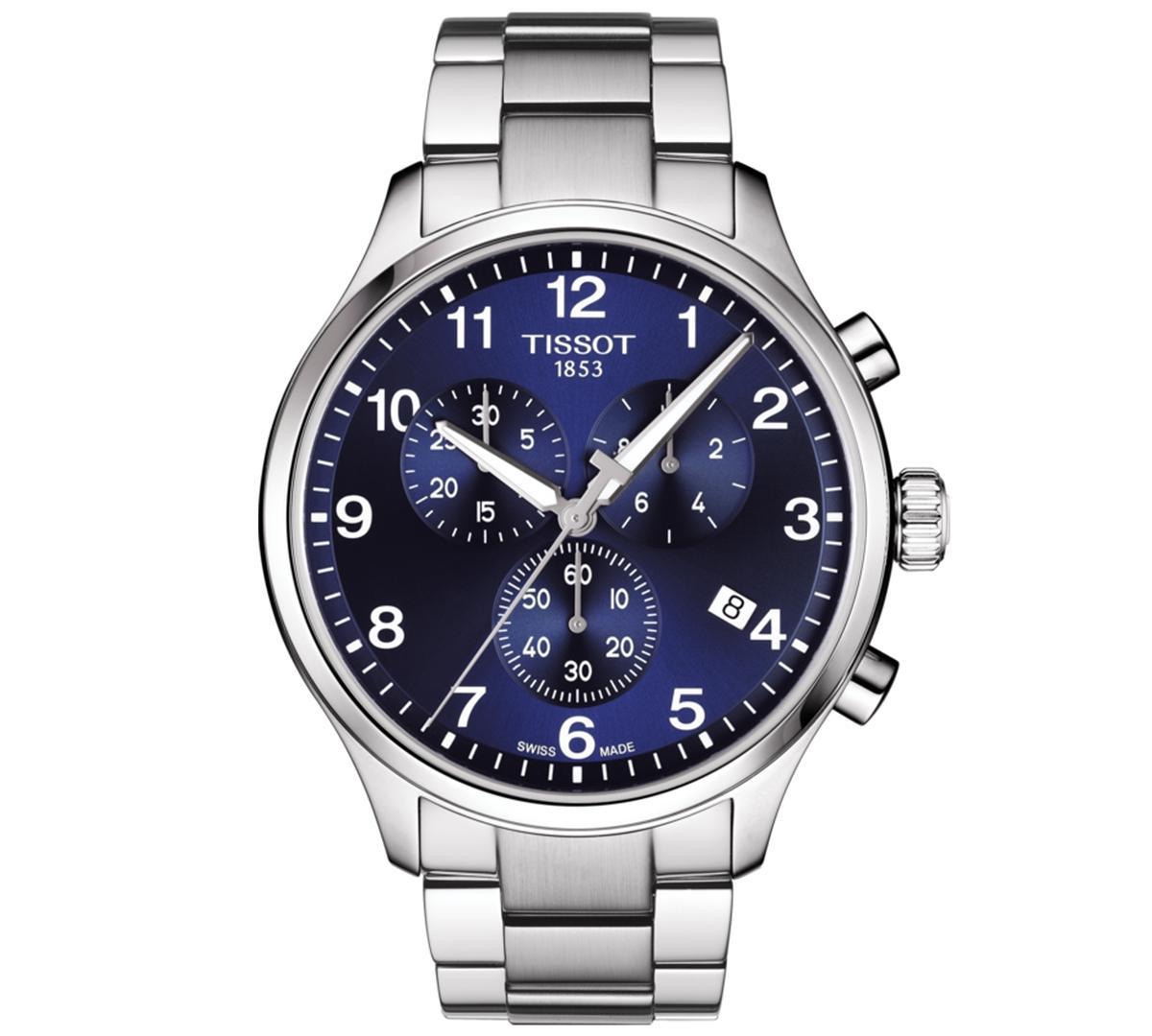 Tissot Chrono Xl Classic Two Tone Stainless Steel Navy Dial Bracelet Watch Product Image