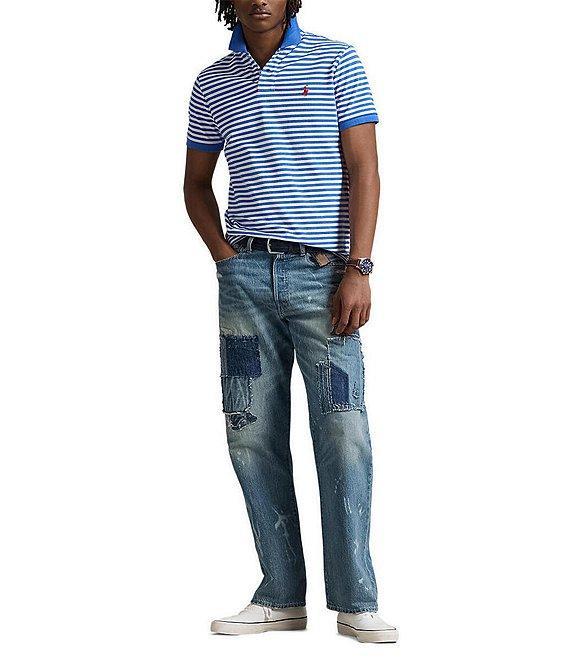 Polo Ralph Lauren Classic Fit Thin Striped Mesh Short Sleeve Polo Shirt Product Image