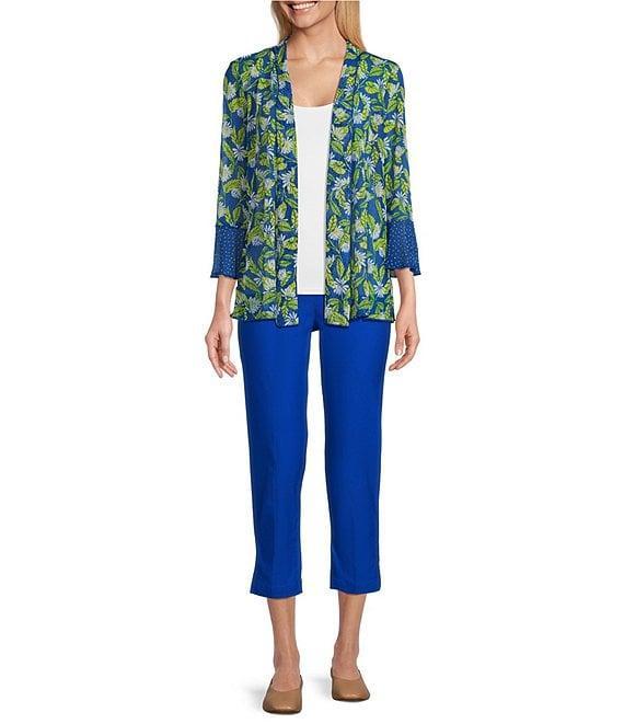 Multiples Solid Straight Ladder Hem Pull-On Twill Crop Pants Product Image