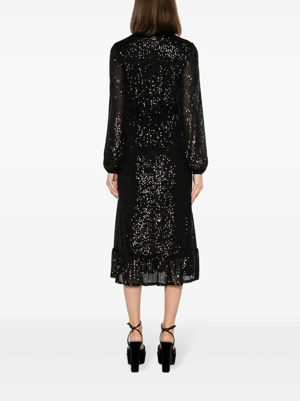 sequin-embellished fine-ribbed midi dress Product Image