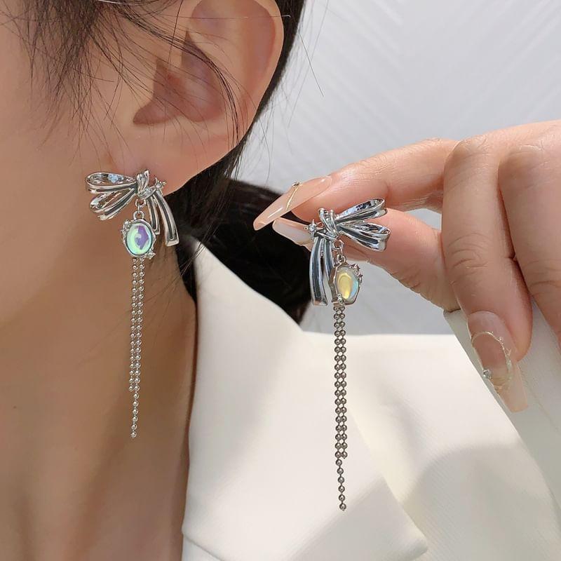 Cabochon Bow Drop Earring Product Image