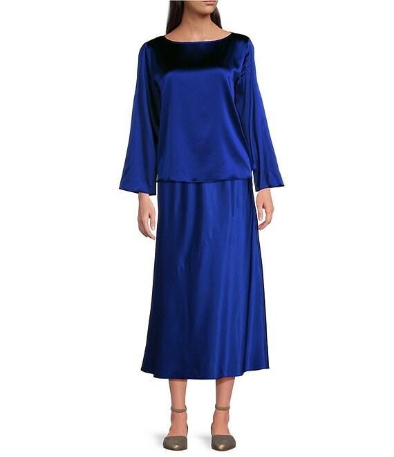 Eileen Fisher Coordinating Stretch Silk Charmeuse Full Skirt Product Image