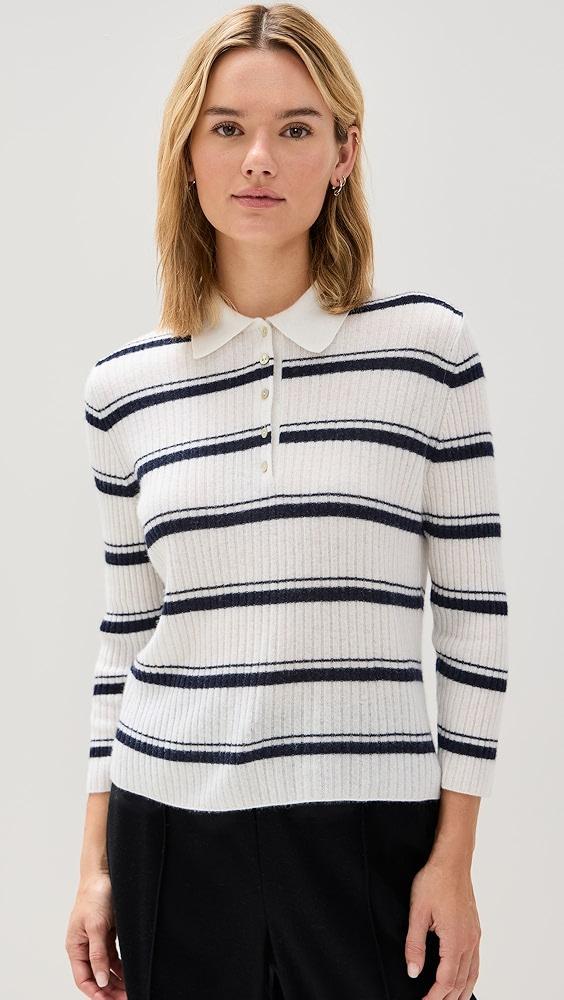 Vince Mulberry Silk Blend Stripe Cashmere Polo | Shopbop Product Image