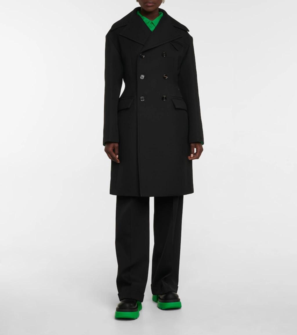 Black Wool Double-breasted Coat Product Image