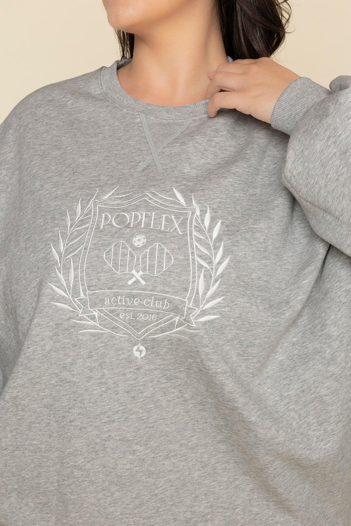 POPFLEX® Active Club Cloud Crewneck Sweater - Heather Grey Product Image