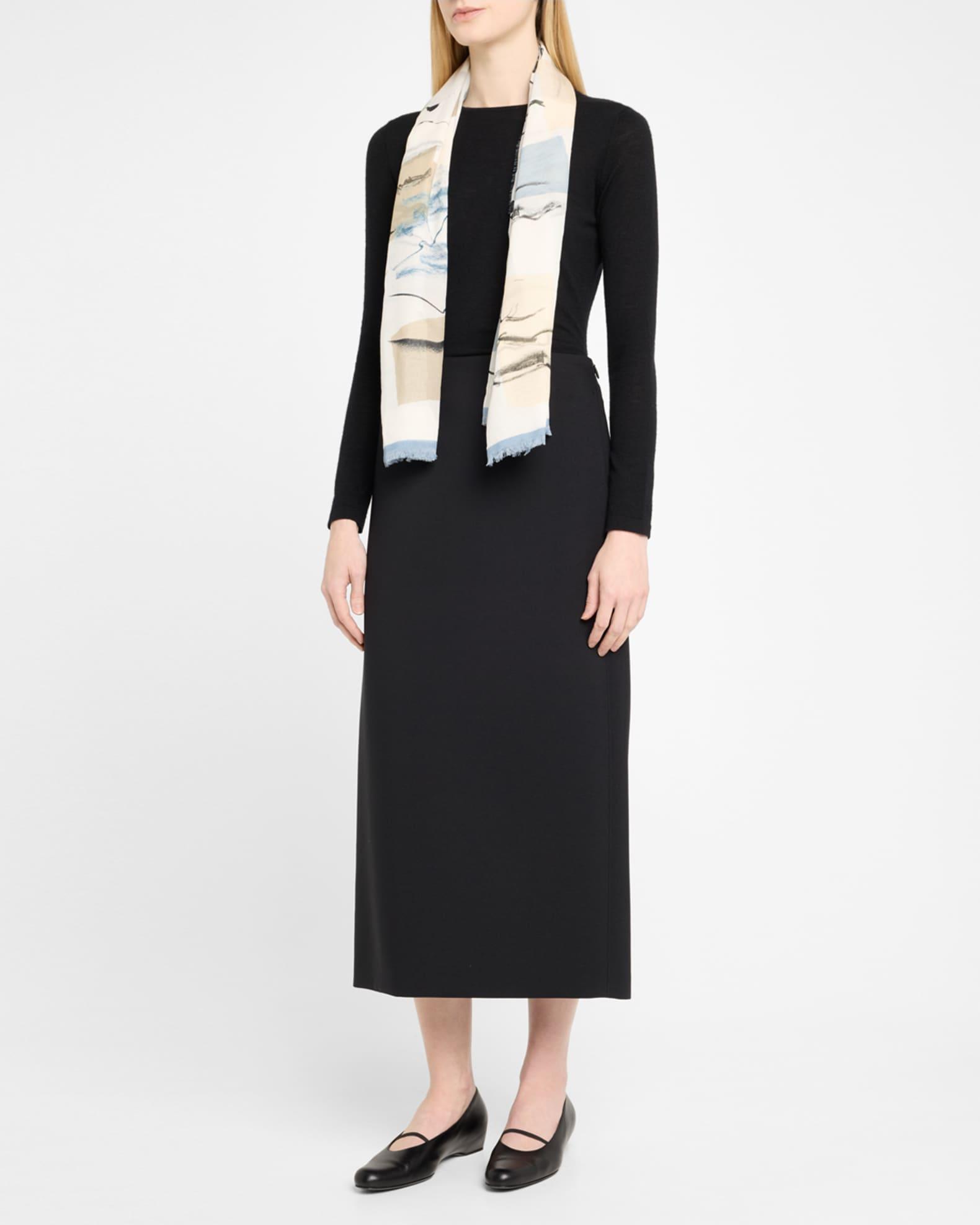 Fringed Sketchbook-Print Square Scarf Product Image