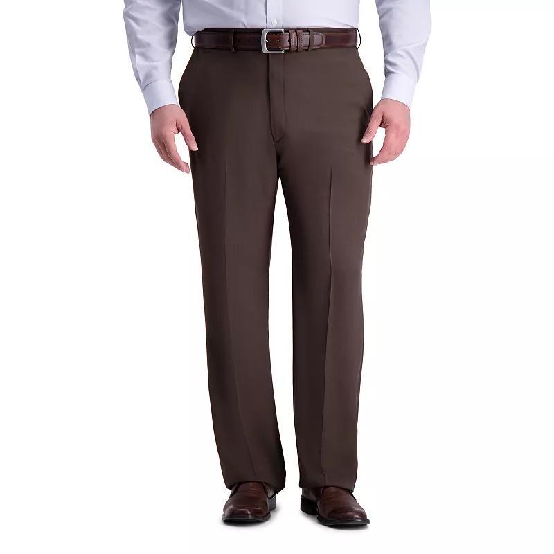 Big & Tall Haggar® Premium Comfort Expandable-Waist Classic-Fit Stretch Flat-Front Dress Pants, Men's, Size: 46X30, Dark Brown Product Image