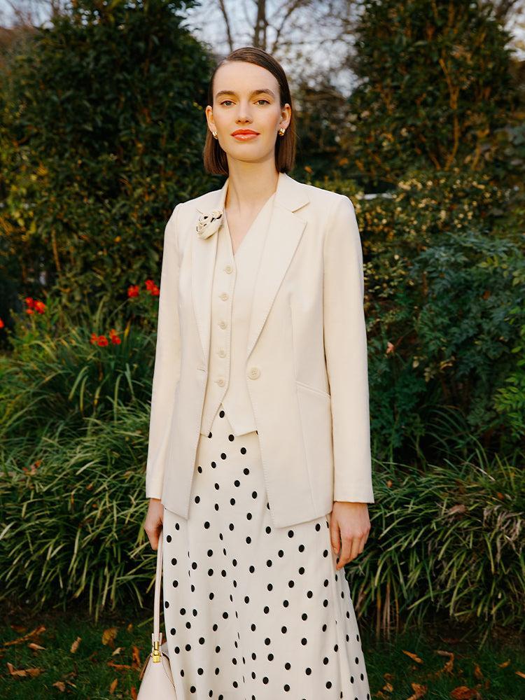 Worsted Wool One Button Women Blazer Product Image