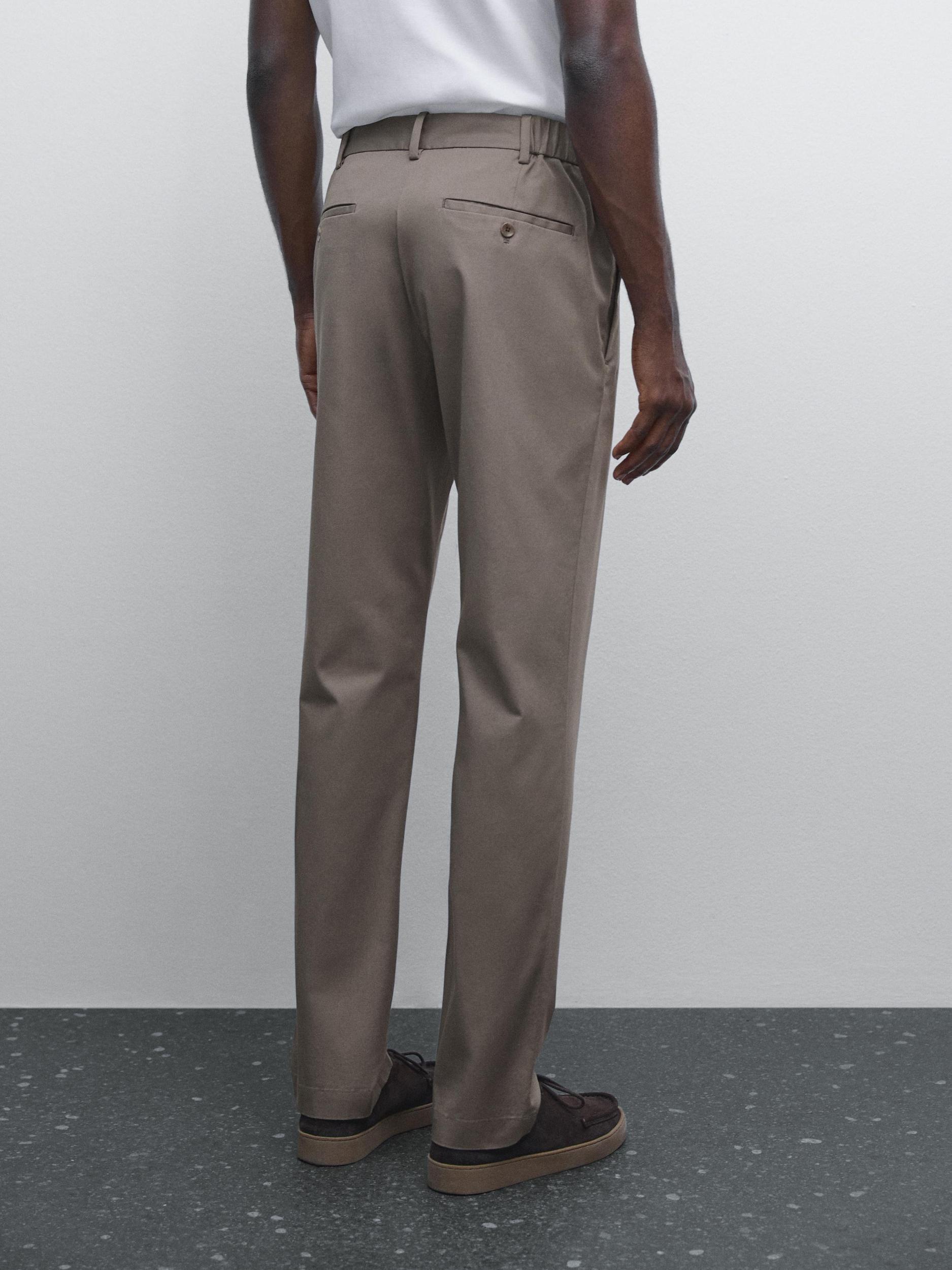Cotton blend slim fit trousers Product Image