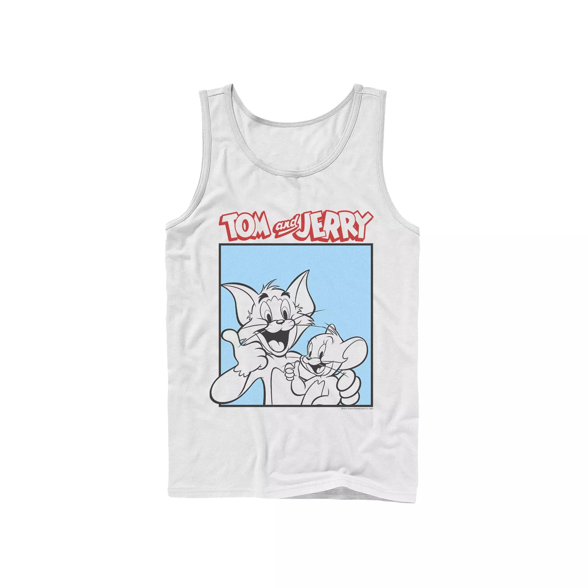 Men's Tom And Jerry Thumbs Up Poster Tank Top, Size: XL, White Product Image