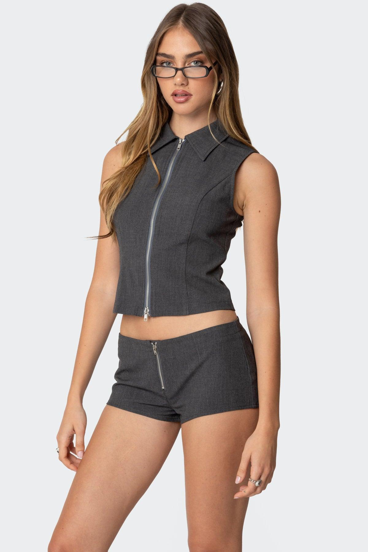 Allie Zip Up Micro Shorts Product Image